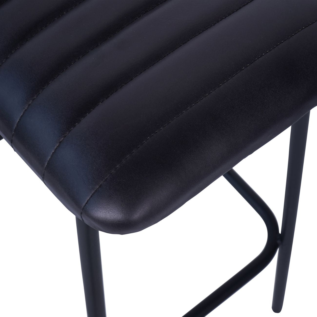 Set of 2 Arthur Charcoal Black Leather Bar Stools